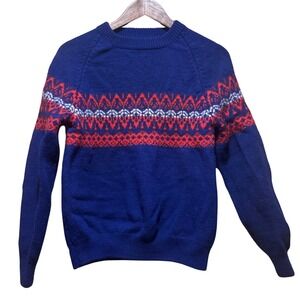 VIntage Moriarty Stowe Vermont Handmade 100% Wool Fair Isle Sweater Sz L See ad